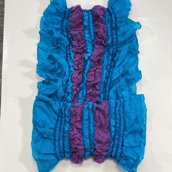 Blue Fuchsia Ruffled Eternity Scarf - Picture 3 of 7